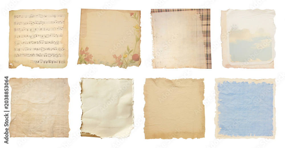 Fototapeta premium PNG Vintage paper textures for creativity on transparent background