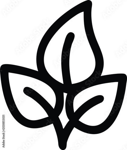 Quadro su tela Black leaf icons, minimalist plant symbols, simple foliage illustrations, vector graphics vector black line art an white background
