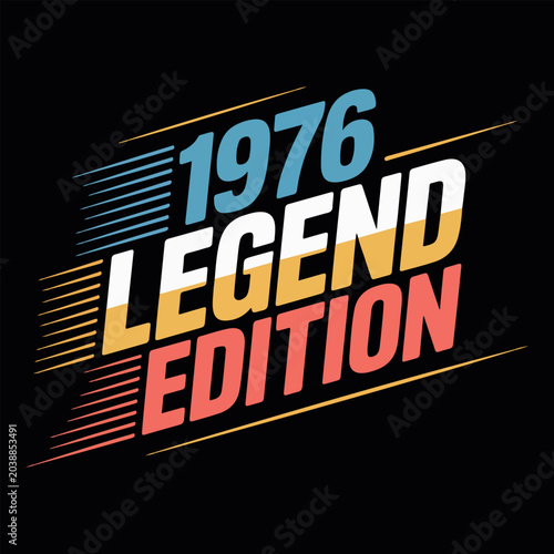 Quadro su tela 1976 Legend Edition text graphic with retro stripes