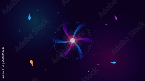 Abstract Cosmic Energy Core with Swirling Light Beams and Glowing Particles.