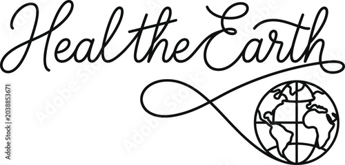 Heal the Earth Calligraphy with Globe Icon