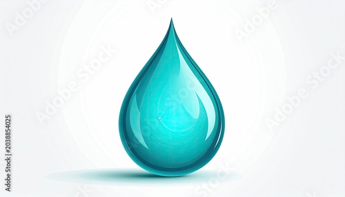 A single, clear, vibrant blue water droplet suspended in space.