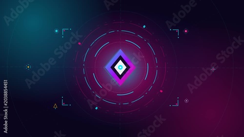 Abstract Digital Diamond Core Pulsating in Futuristic Cyber Space Background.