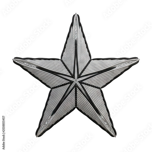 Five-Pointed Star Ornament with Textured Silver and Black Edging