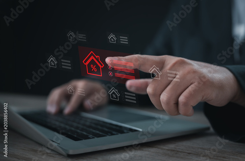 Foto Mortgage application rejection concept showing loan denial, credit assessment failure, financing obstacles, lending risk evaluation and home ownership challenges in financial services