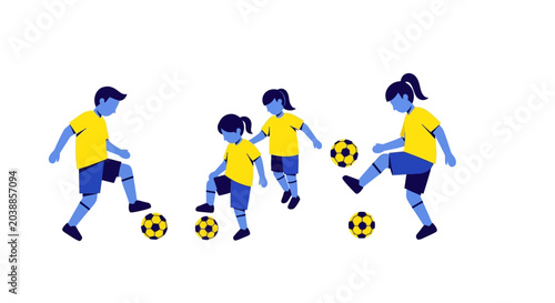 Soccer Players Kicking Balls.