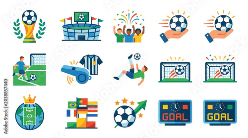 Tableau sur toile Soccer Football Sport Icons Set.