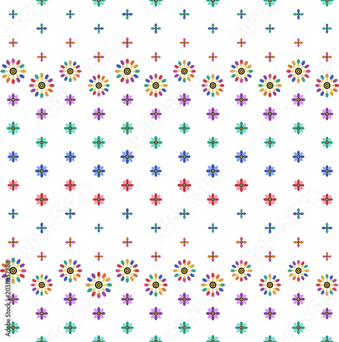 Cute Seamless Flower Pattern Background in Scandinavian Folk Style