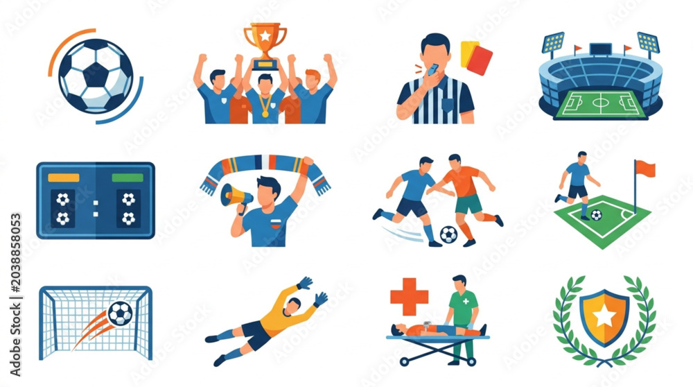 Fototapeta premium Soccer Football Sports Icons and Symbols Collection.
