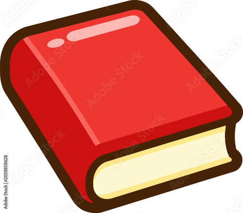Foto book kawaii icon with cream pages, shiny highlight and thick dark outline, cute cartoon education symbol isolated on white background for stickers, apps, websites and school designs
