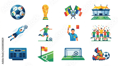 Fotografie Soccer Football Sports Icons Set.