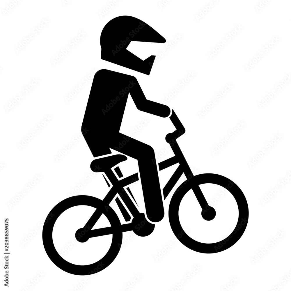 Naklejka premium Silhouette vector icon of a BMX rider or athlete