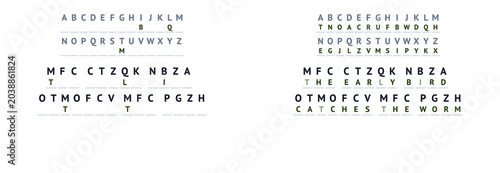 Bild auf Leinwand Substitution cipher cryptogram logic puzzle with answer