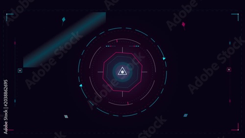 Futuristic HUD Interface with Dynamic Scanning Light Beam and Digital Target Display.