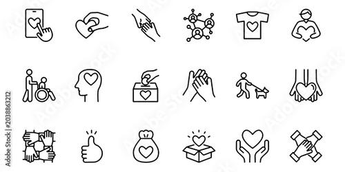 Tableau sur toile Icon set related to volunteering