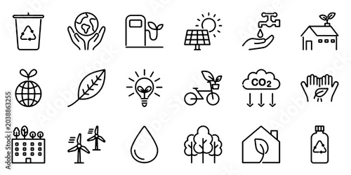 Fotografia Ecology-related icon set