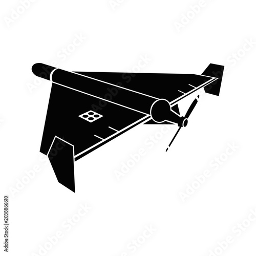 Silhouette of military combat drone Shahed isolated on white background. EPS10 vector