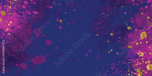 Konstfotografi Dark blue background with purple and yellow paint splatter texture background sp