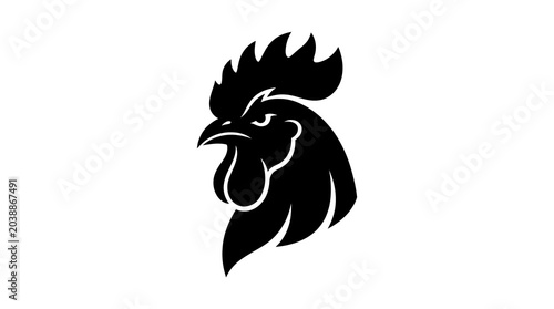 Canvastavla Rooster Head Minimalist Logo Element