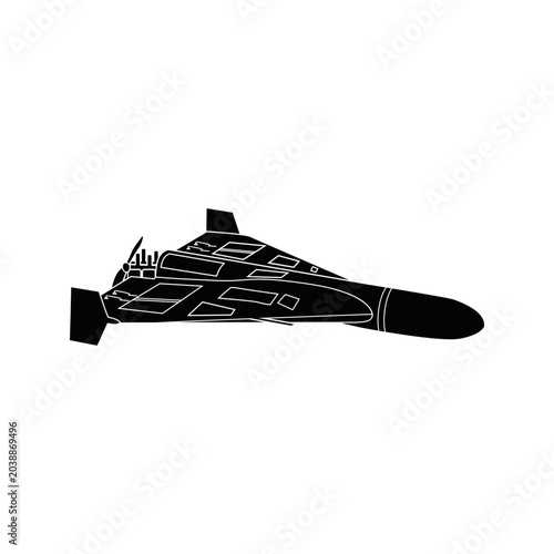Kamikaze Drone Shahed Silhouette Vector. Ideal for education, UI UX and Presentation.