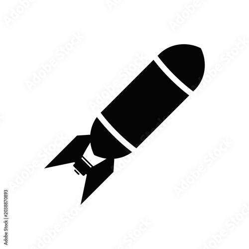 Military Missile silhouette vector on white background.

