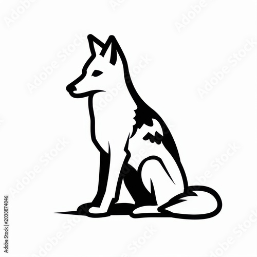 Elegant Black and White Illustration of a Sitting Dog in a Minimalist Style