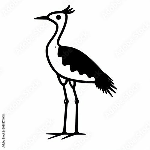 Elegant Line Art Illustration of a Stylized Bird in Monochrome Colors