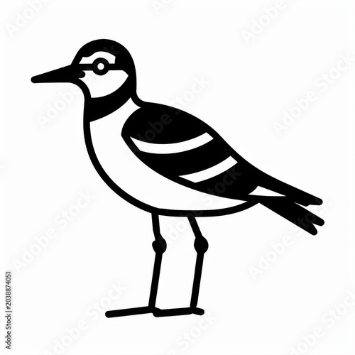 Minimalist Illustration of a Shorebird Standing on One Leg in Black and White