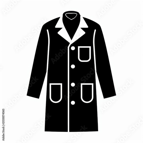 Outline of a Lab Coat with Pockets and Collar in Black and White Style