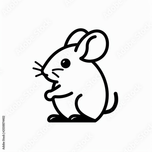 Simple Minimalist Outline of a Cute Cartoon Mouse Character Design