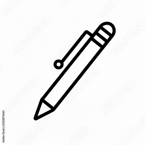 Simple Outline of a Classic Ballpoint Pen Icon on a White Background