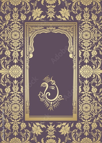 Ganesha, wedding card, royal Rajasthan, India	