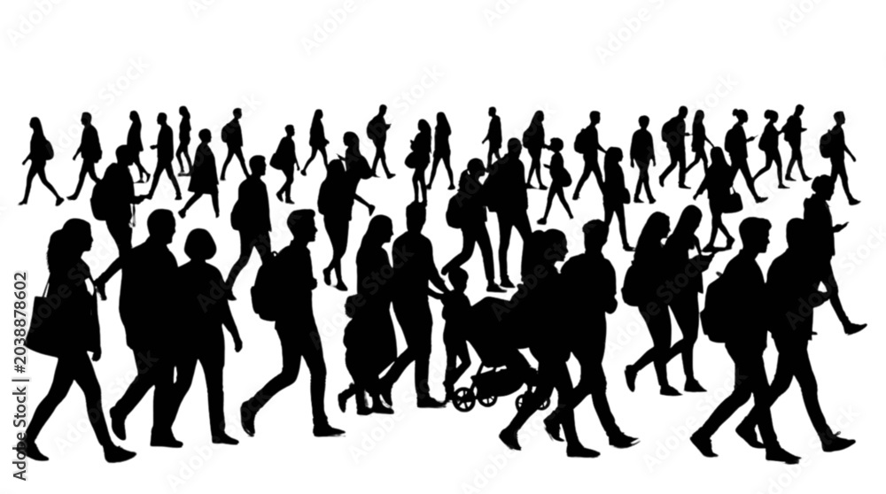 Obraz premium People walking together in a busy crowd Vector