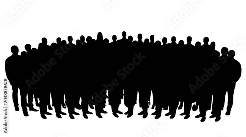 Cuadro en lienzo Silhouette people holding hands in a circle Vector