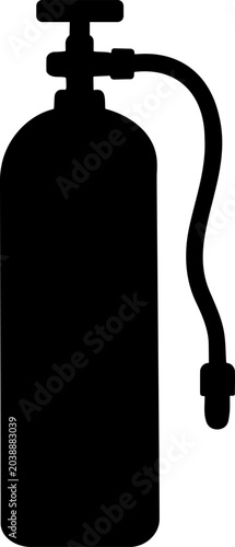 Foto Oxygen tank silhouette icon of a high pressure oxygen tank equipped with a contr