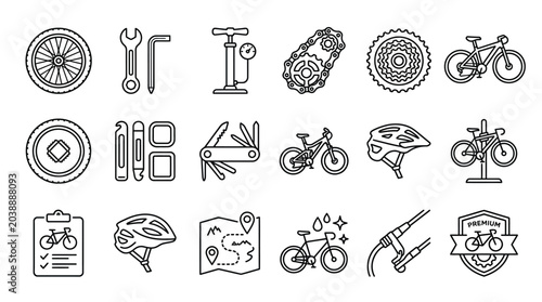 Tableau sur toile Bicycle and cycling related icons.