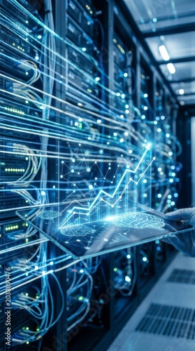 AI data growth and analysis in server room