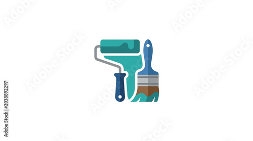 Bild auf Leinwand Paint Roller and Brush Tools for Home Renovation.
