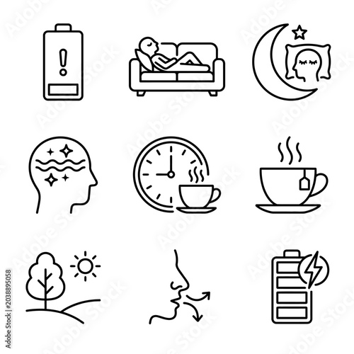 Φωτογραφία Sleep and Energy Concept Icons.