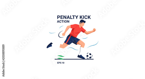 Schilderij op canvas Soccer player taking a penalty kick action