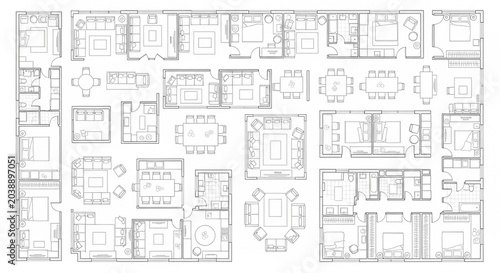 Full residential house floor plan layout with multiple rooms design