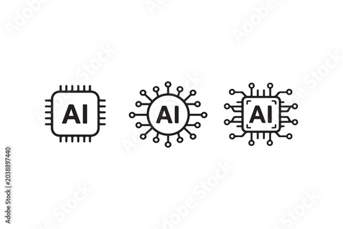 Artificial intelligence AI processor chip vector icon symbol.
