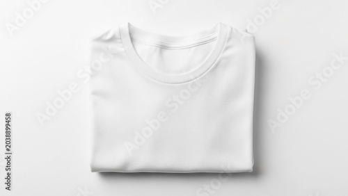 Folded White T shirt on a Clean White Background