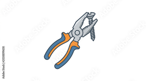 Foto Pliers gripping a screw on a white background.