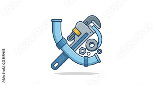 Photography Plumbing tools and pipes illustration.