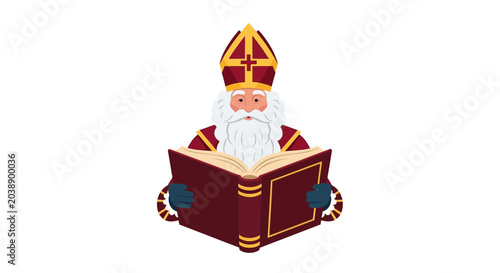 Canvas-taulu Saint Nicholas reading a book, Sinterklaas, tradition, holiday character
