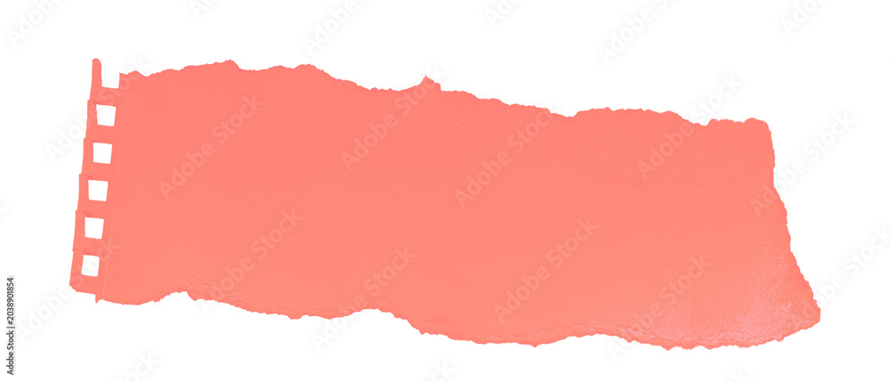 Obraz premium Abstract pink torn paper texture, scrap of paper for scrapbook collage, scrapbooking - a torn-off page from a spiral-bound notebook or notepad, isolated on transparent or white background png
