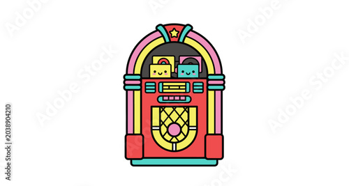 Canvas Print Retro jukebox silhouette on transparent background