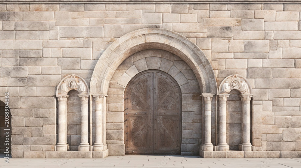 Fototapeta premium A photo of a vintage stone doorway with decorative trims