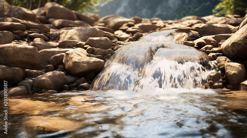 A photo of a waterfall cascading over smooth stones